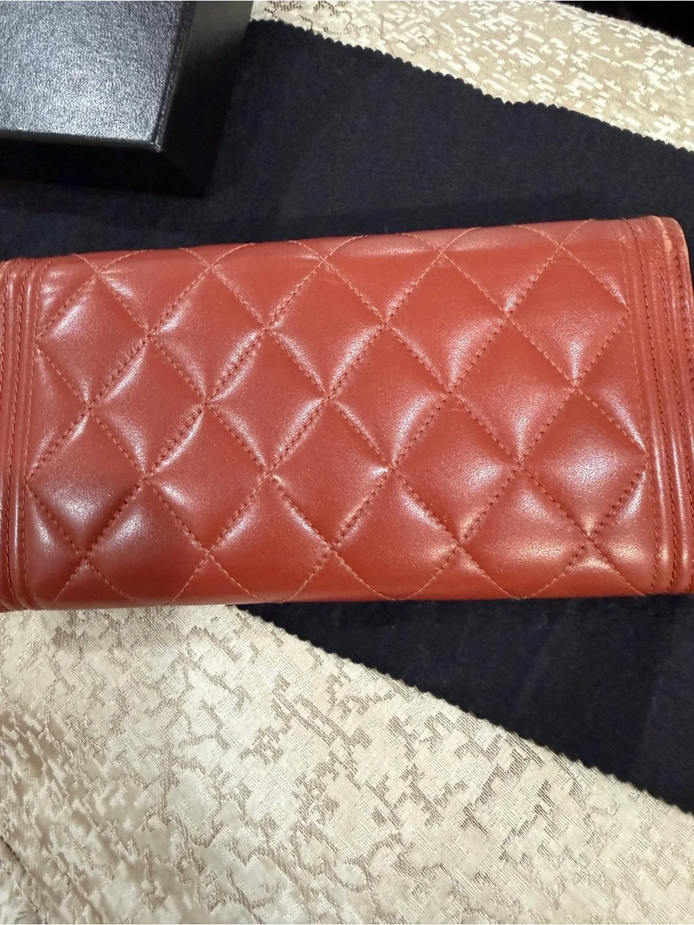 CHANEL Quilted Burgundy Leather Wallet with Gold CC Turnlock